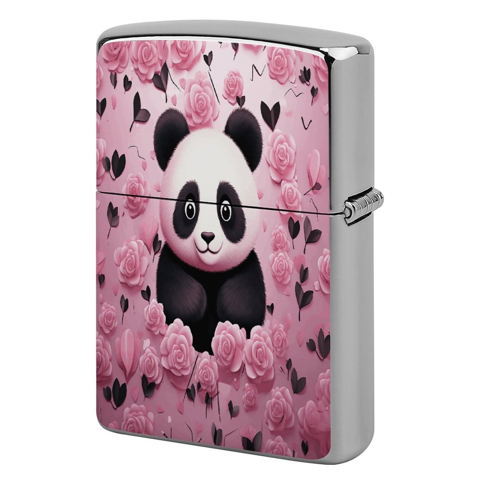 Fekiloot Style Pink Panda Pattern Lighter Case Cover Metal Lighter Case