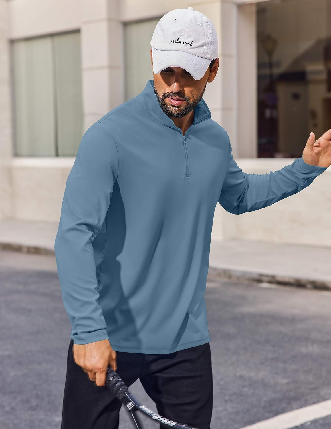 COOFANDY Men's Quarter Zip Pullover Shirts Long Sleeve Sun Protection UPF 50+ Rash Guard Athletic Golf Running Shirt