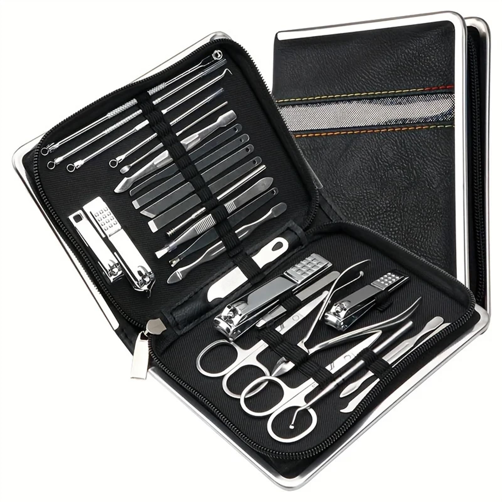 Set de Manicura Juego de 26 cortaúñas de Acero Inoxidable for el hogar, Cortador de uñas con Caja, Herramientas for manicura y pedicura Manicura Kit(Negro)