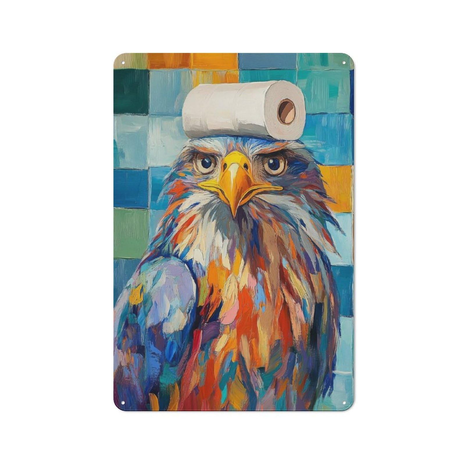 Junmoney Eagle With Toilet Paper Hat Rustic Metal Sign 30X20cm For Kitchen Or Home Bar, Gift For Kitchen Decor Lovers During The Christmas Season