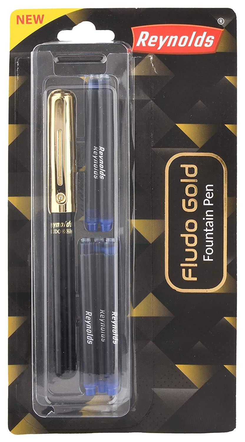Reynolds Fludo Gold Fountain Pen And 5n Jumbo Ink Desertcart
