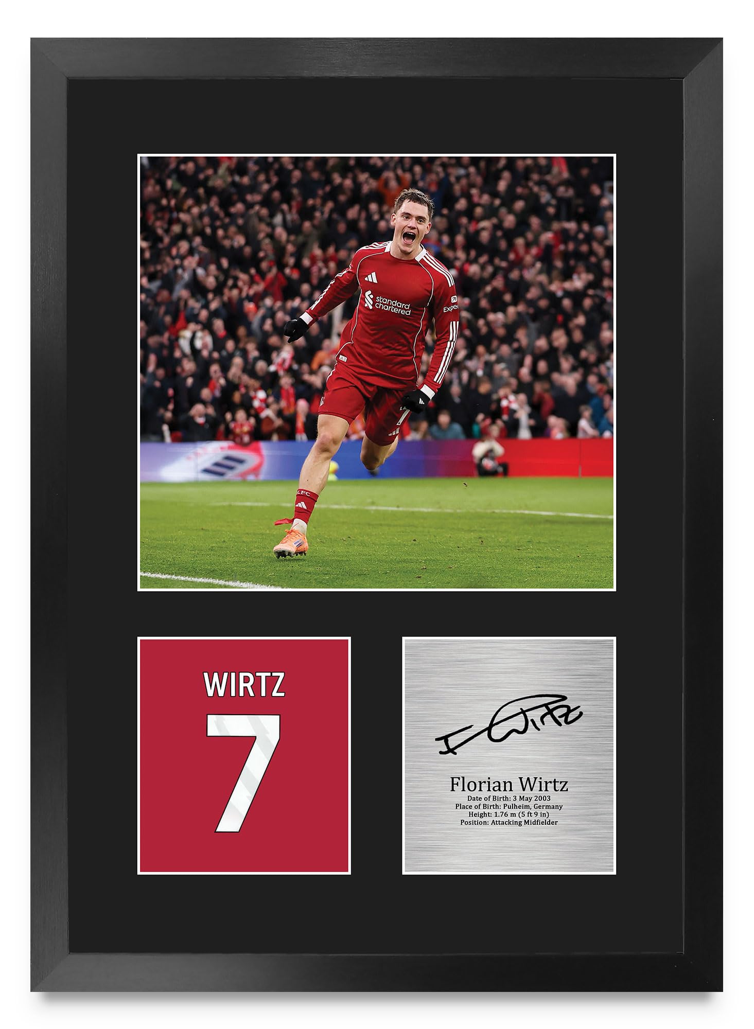 HWC Trading Florian Wirtz Liverpool Geschenke Gedrucktes Signiertes Autogramm Foto für Fußball Anhänger and Fans - A3 Porträt Gerahmt (ID-005454)