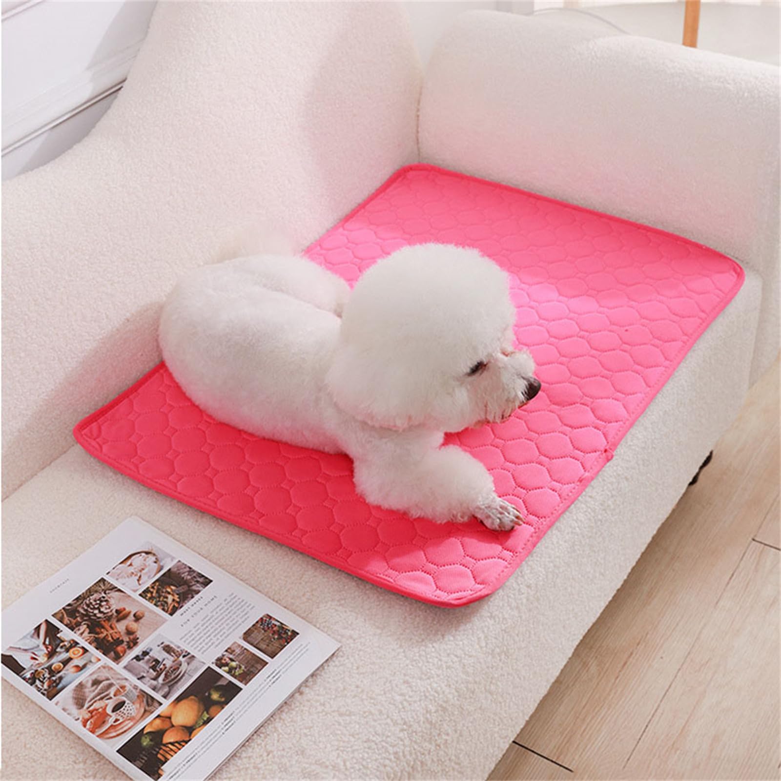 Lukery 2 Pack Washable Pee Pads for Dogs, Waterproof Reusable Dog Pee Pads Non-Slip Soft Pet Diaper Pads Fast Drying Puppy Training Pads for Home,Travel, Car (XL(100 * 70cm),Hot pink)