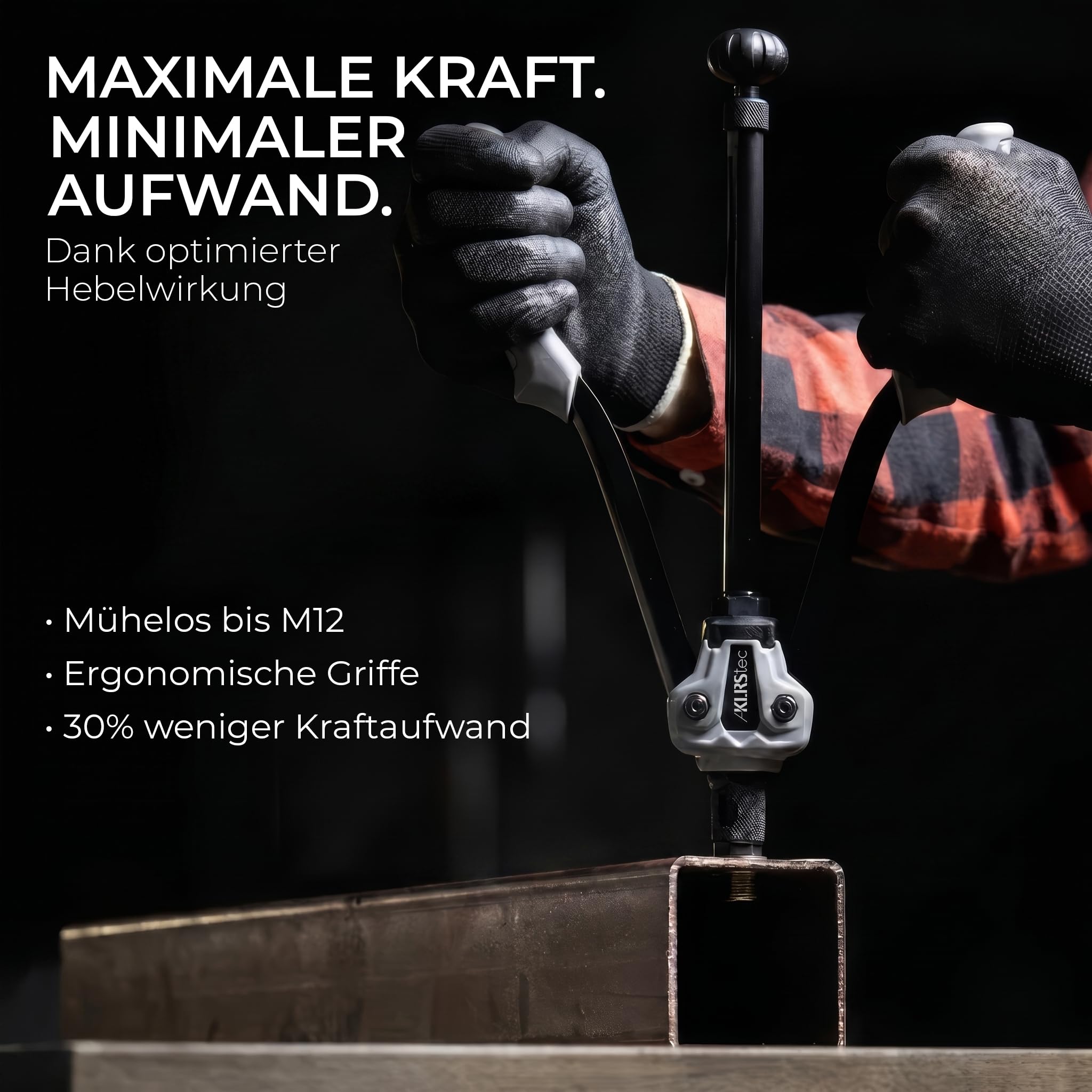 KLRStec Professional Nietmutternzangen Set [M3–M12] Halbautomatische Nietmutternzange für schnelleres arbeiten inkl. 70 Nietmuttern, Stufenbohrer & Werkzeugkoffer – Profi Nietenzange Set
