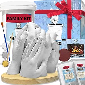 Kit Calco Mani Coppia In Gesso E Alginato - Con Video Guida Ed Ebook - Regalo Romantico Per Coppie