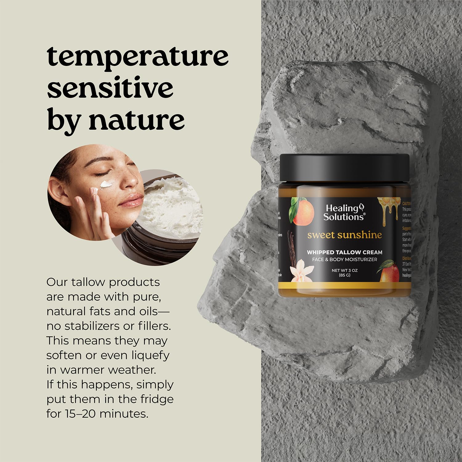 Healing Solutions - Whipped Tallow Balm, Mango, Orange, Vanilla Scent, Grass Fed/Grass Finished Beef Tallow, Organic Jojoba & Manuka Honey for Skin, Face & Body, All Natural Moisturizer, Made in USA - Image 4