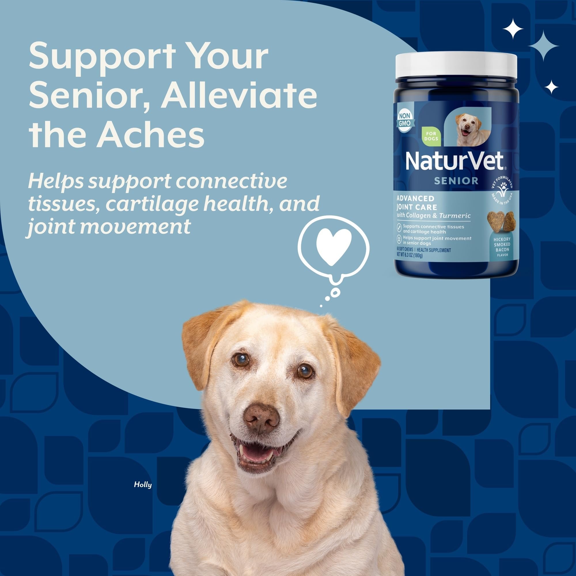 NaturVet Senior Advanced Joint Health Dog Supplement – Includes Glucosamine, MSM, Chondroitin, Collagen – Helps Supports Canine Joint Health Function – 60 Ct. Soft Chews - image 3
