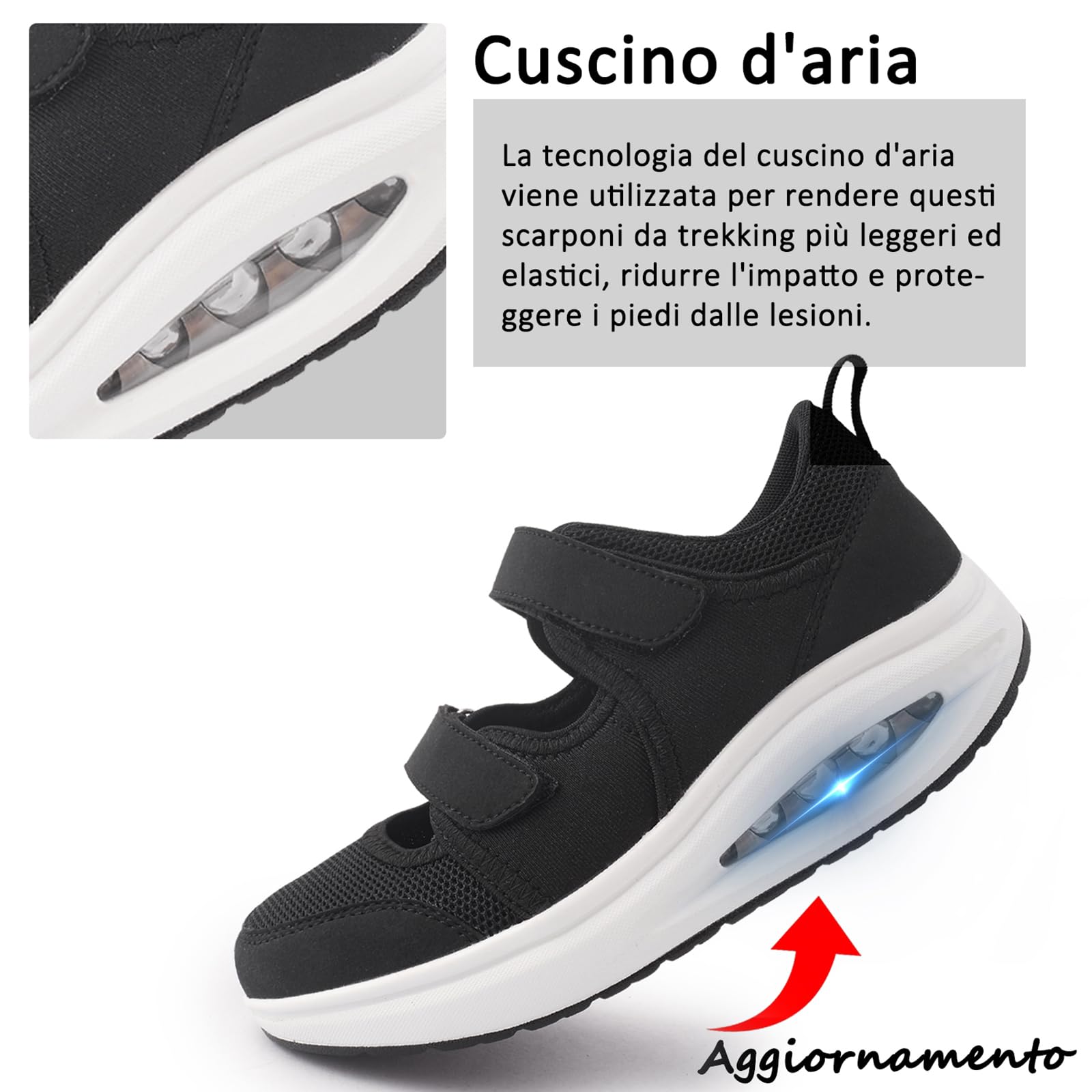 Sandali Sportivi Donna Scarpe da Lavoro da Infermiera Traspiranti Regolabili Comode Camminate Casual Plantari da Allattamento Scarpe Leggere Artrite, diabete, fascite Plantare Sneaker