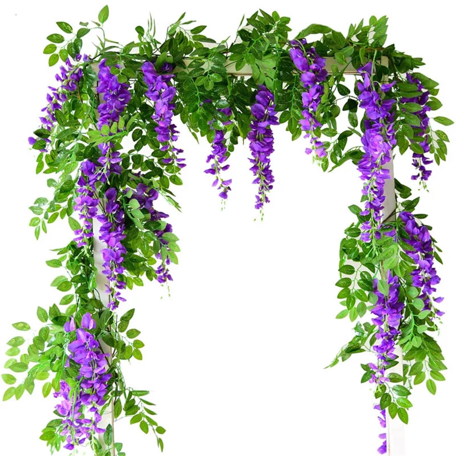 Guirlande de Fleurs suspendues en Soie de 2 m for décoration Florale de Jardin, de cérémonie, d'arche de Mariage(White)
