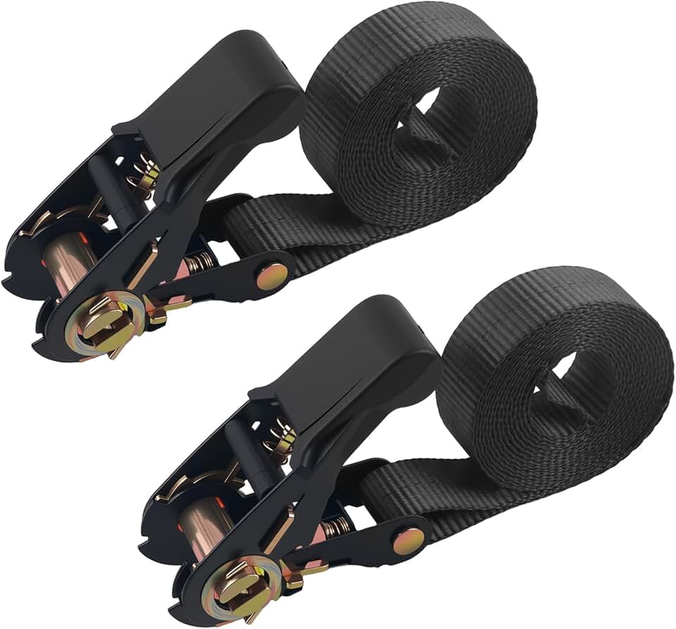 2PCS 8Ft×0.96In Retractable Ratchet Straps (No Hooks),Heavy Duty Tie Down Straps Ratchet for Weight Capacity 1763 Lbs,Universal Endless Ratchets Strap for Cargo Motorcycle Truck
