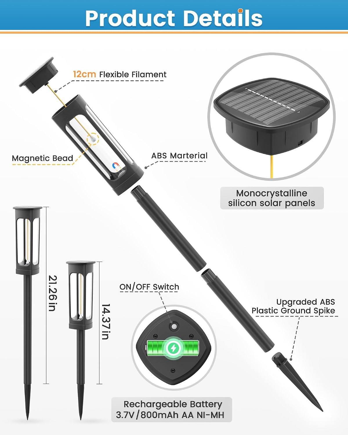VOLISUN Solar Pathway Lights,8 Pack LED Solar Lights Outdoor Waterproof, Landscape Lighting,Cool White Color Solar Path Lights,Landscape Lights,Solar Garden Lights for Yard Lawn Driveway Walkway