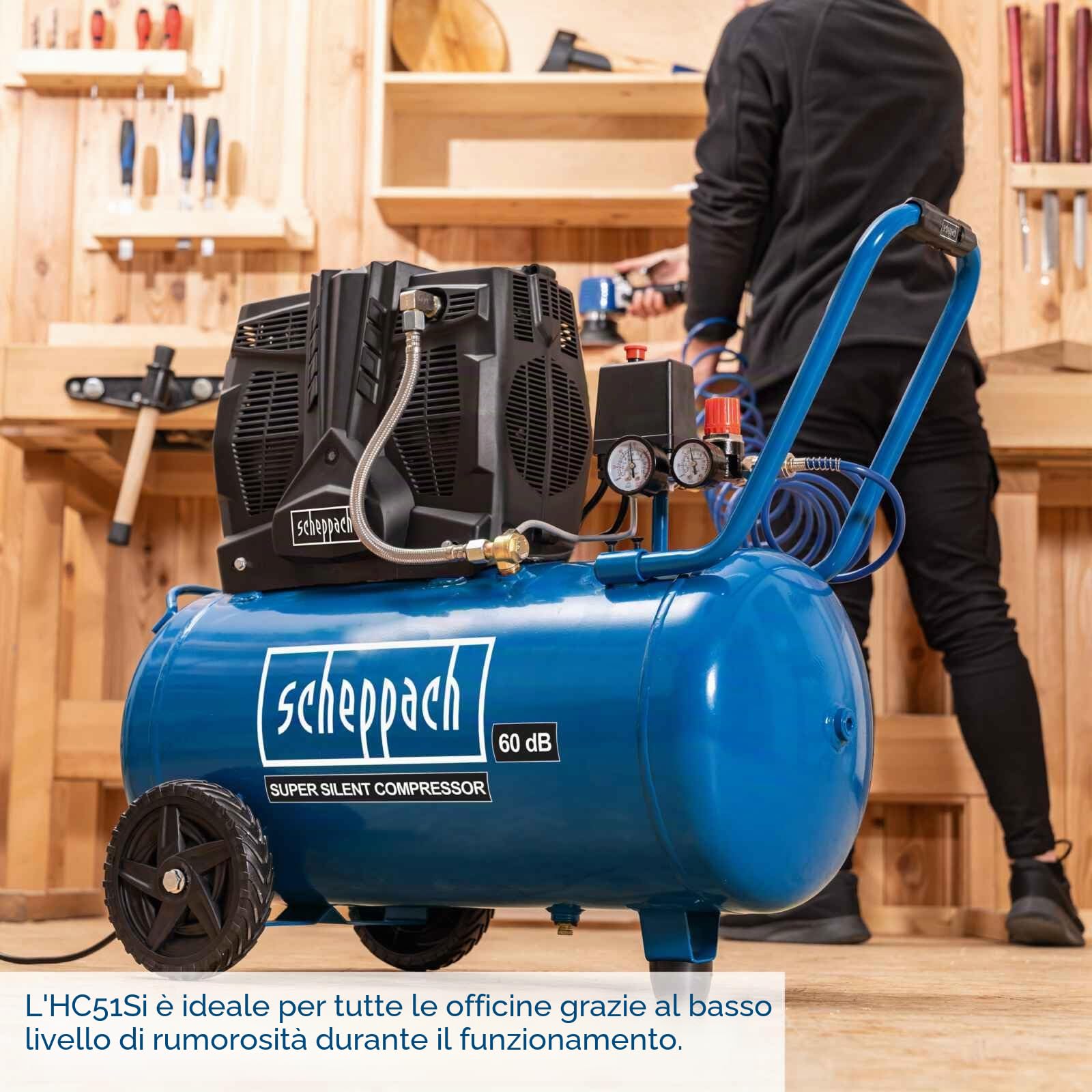Scheppach Compressore silenzioso HC25si 230 V 50 Hz 2 HP - 50 L - 8 bar marca