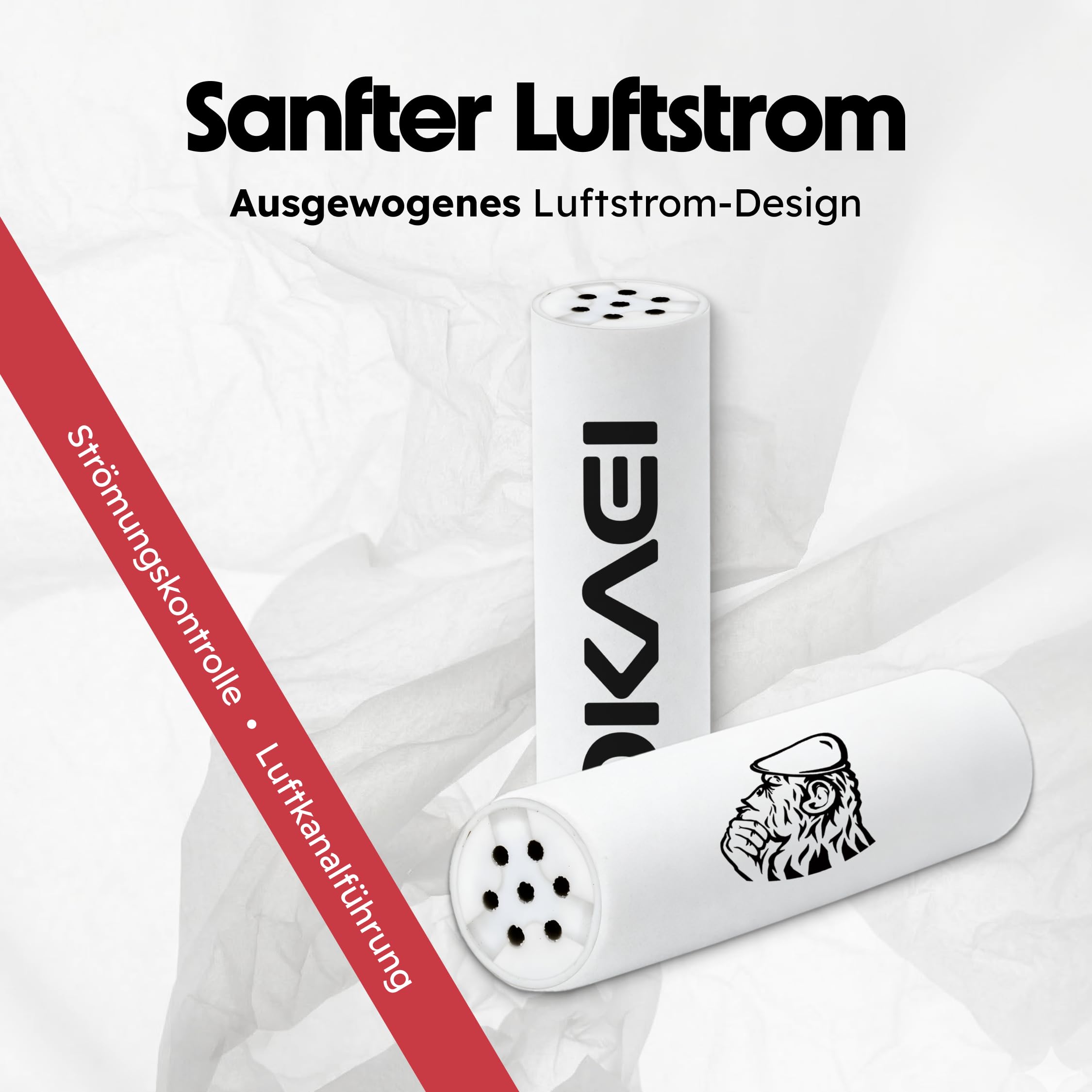 OKAEI Filtro ai carboni attivi da 6 mm – 50 pezzi – Filtro Slim con carbone attivo in guscio di cocco – con tappi in ceramica – Lunghezza 26 mm