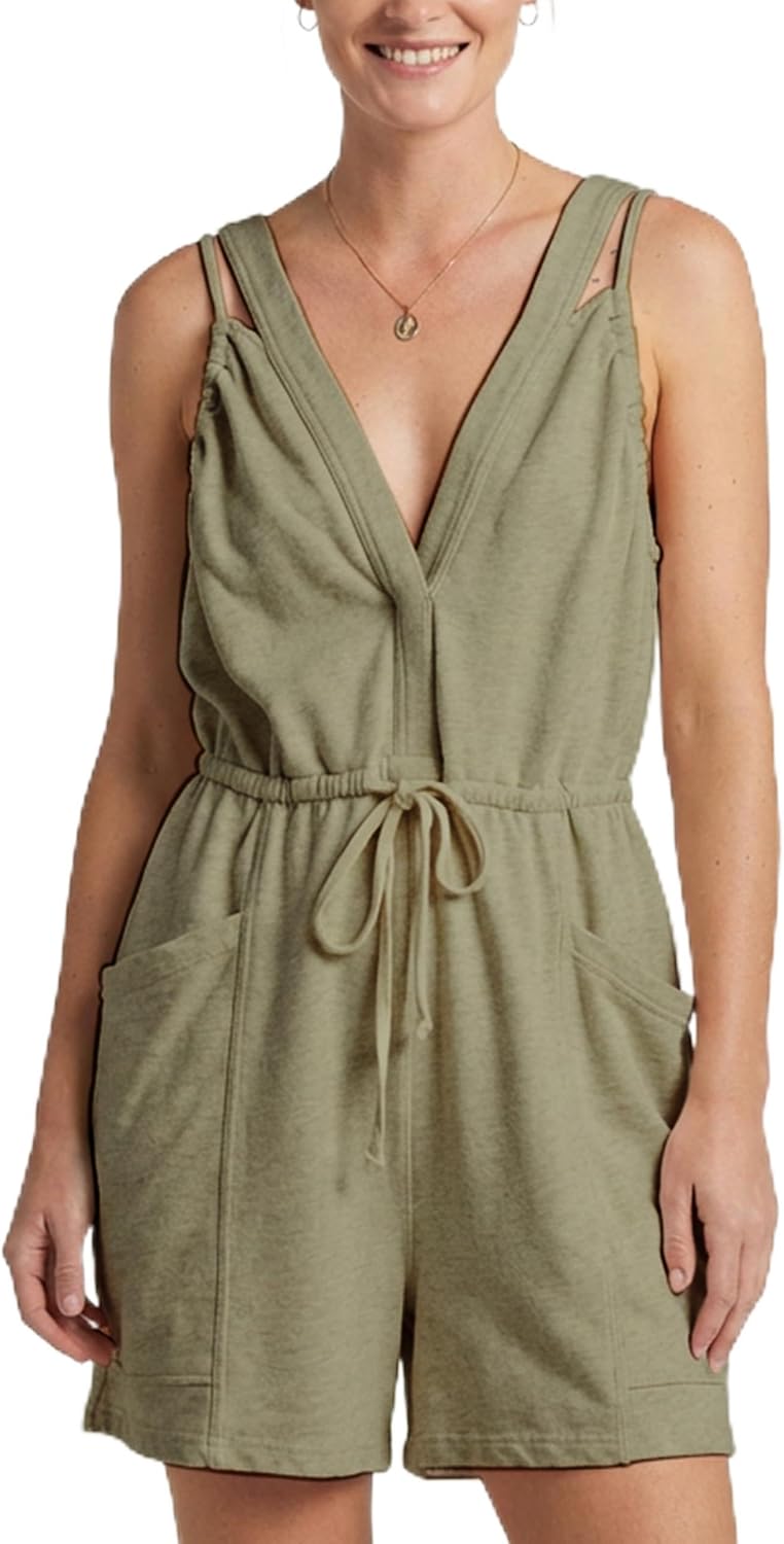 MAKABO Women's Summer Rompers V Neck Sleeveless Jumpsuits With Pockets Adjustable straps Casual Beach Vacation Outfits