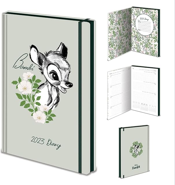 Pyramid International Bambi Diary 2023, A5 Hard Cover, Week to a View Planner - Official Merchandise, SR74093, Multi-Colour