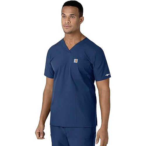 Carhartt Scrubs for Men, Force Essentials, V-Neck Shirttail Tops with 4 Pockets