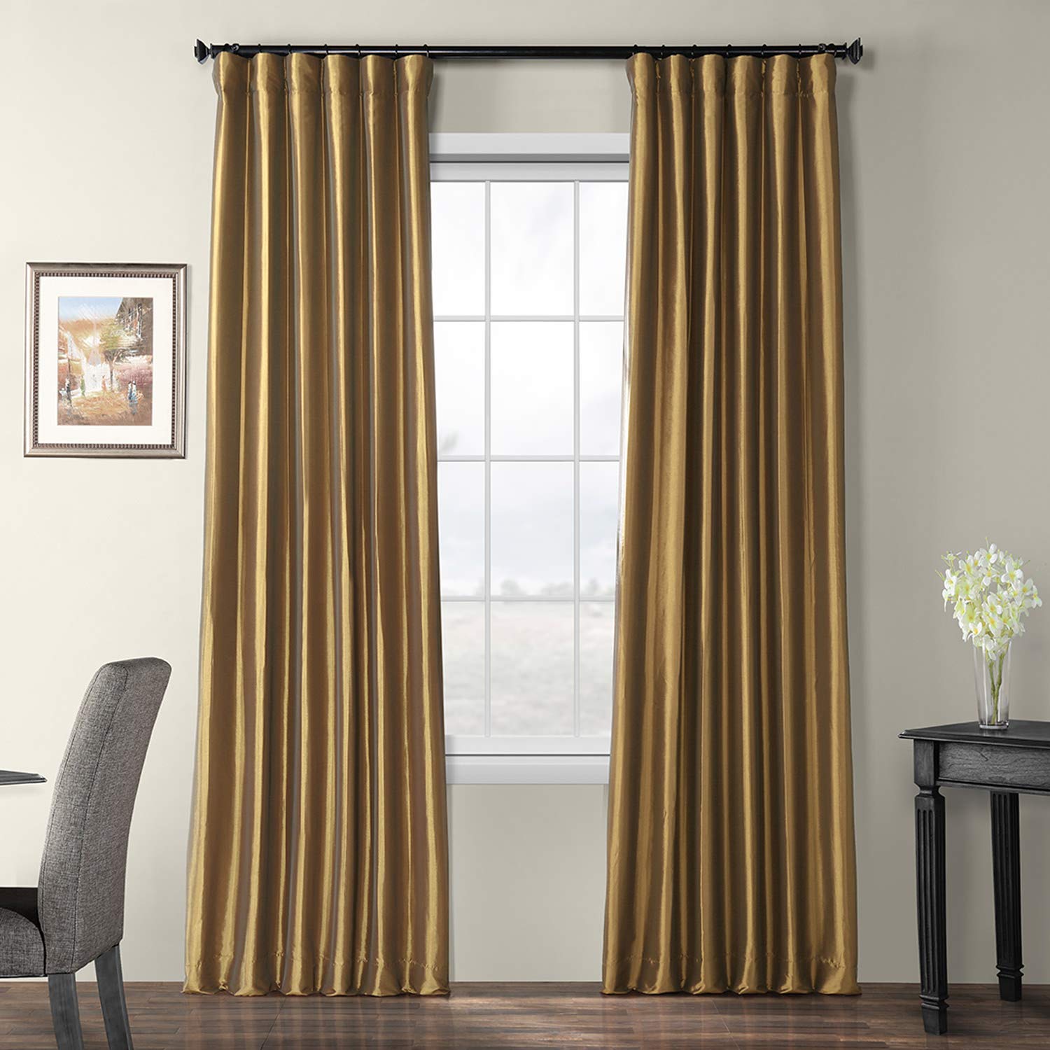 Gold Faux Silk Curtains Curtains & Drapes 2023