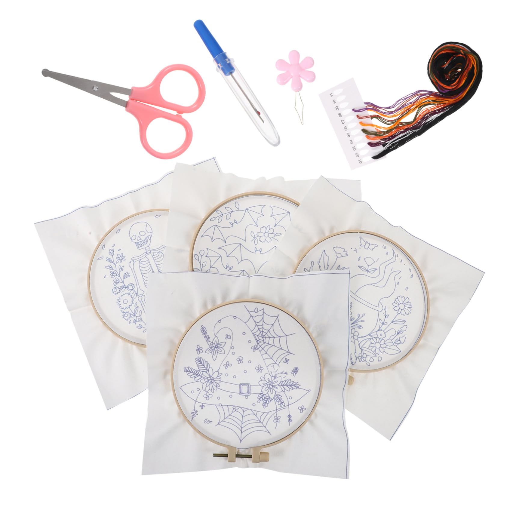 iplusmile Kit de Broderie Halloween Motif Unique Loisirs Créatifs avec Aiguille à Poinçonner Échantillon Broderie à Main pour Débutants Décoration Noël