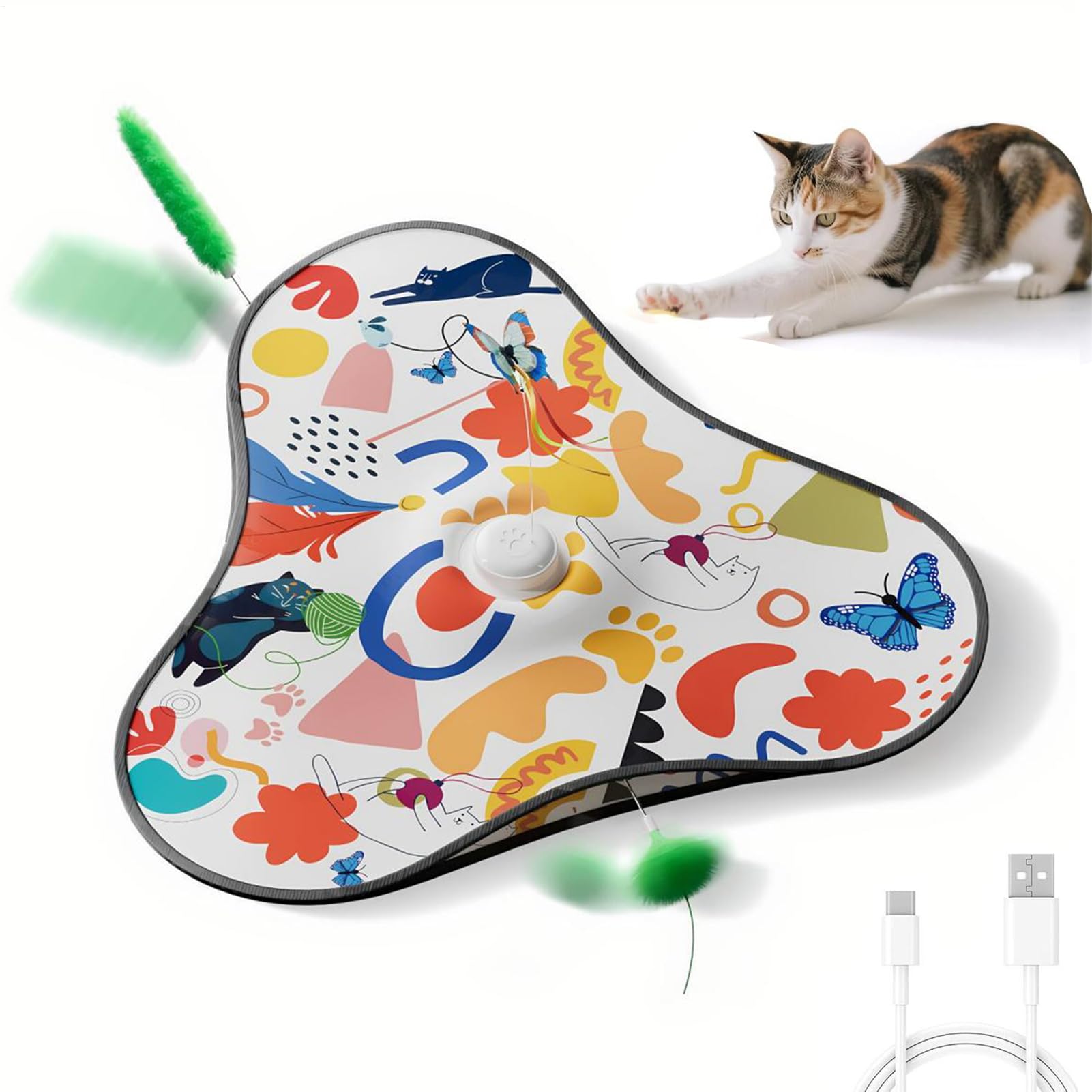 Jouet Interactif pour Chat Silencieux avec Leurres Mobiles Cachés pour