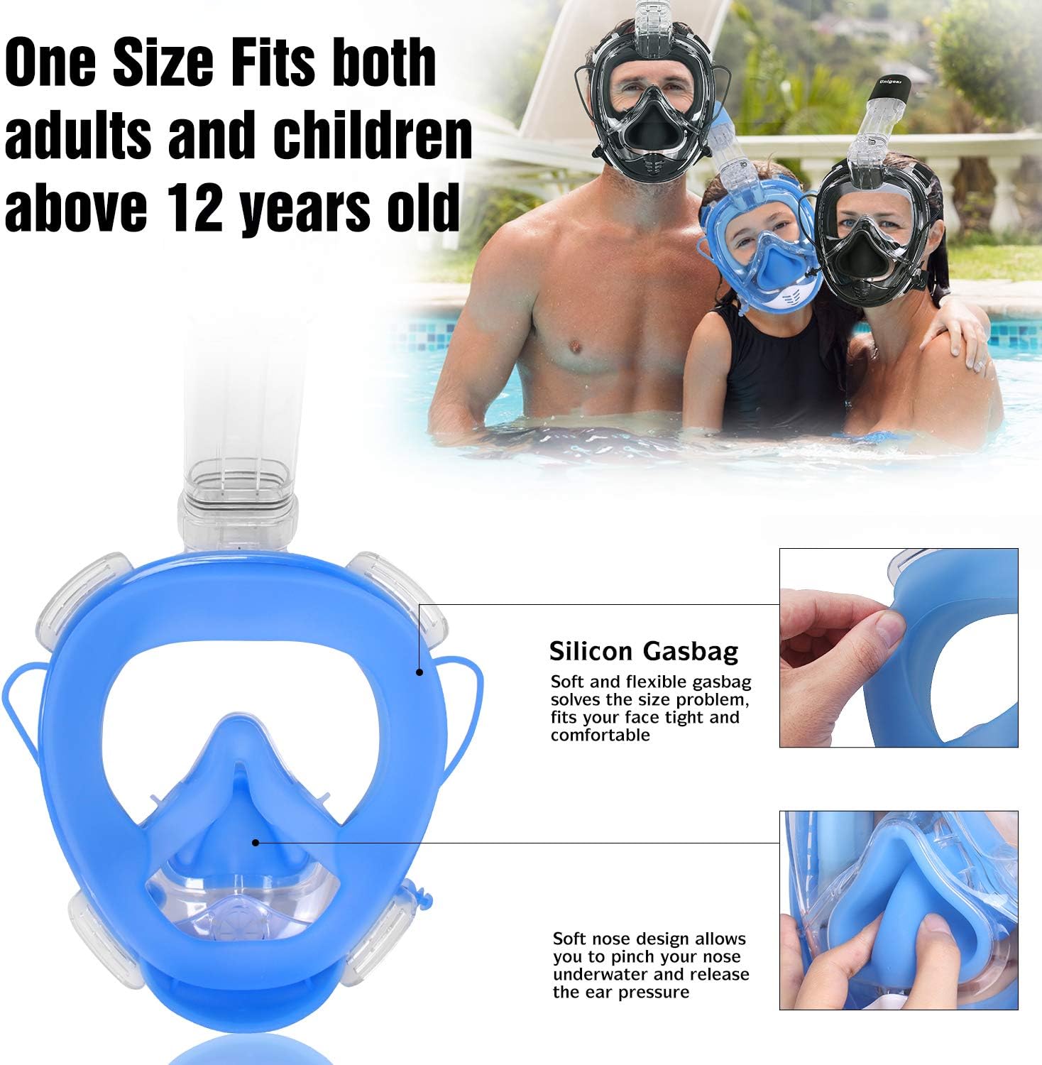 Unigear Masque de Plongée, Masque Snorkeling, Antibuée Anti-Fuite 
