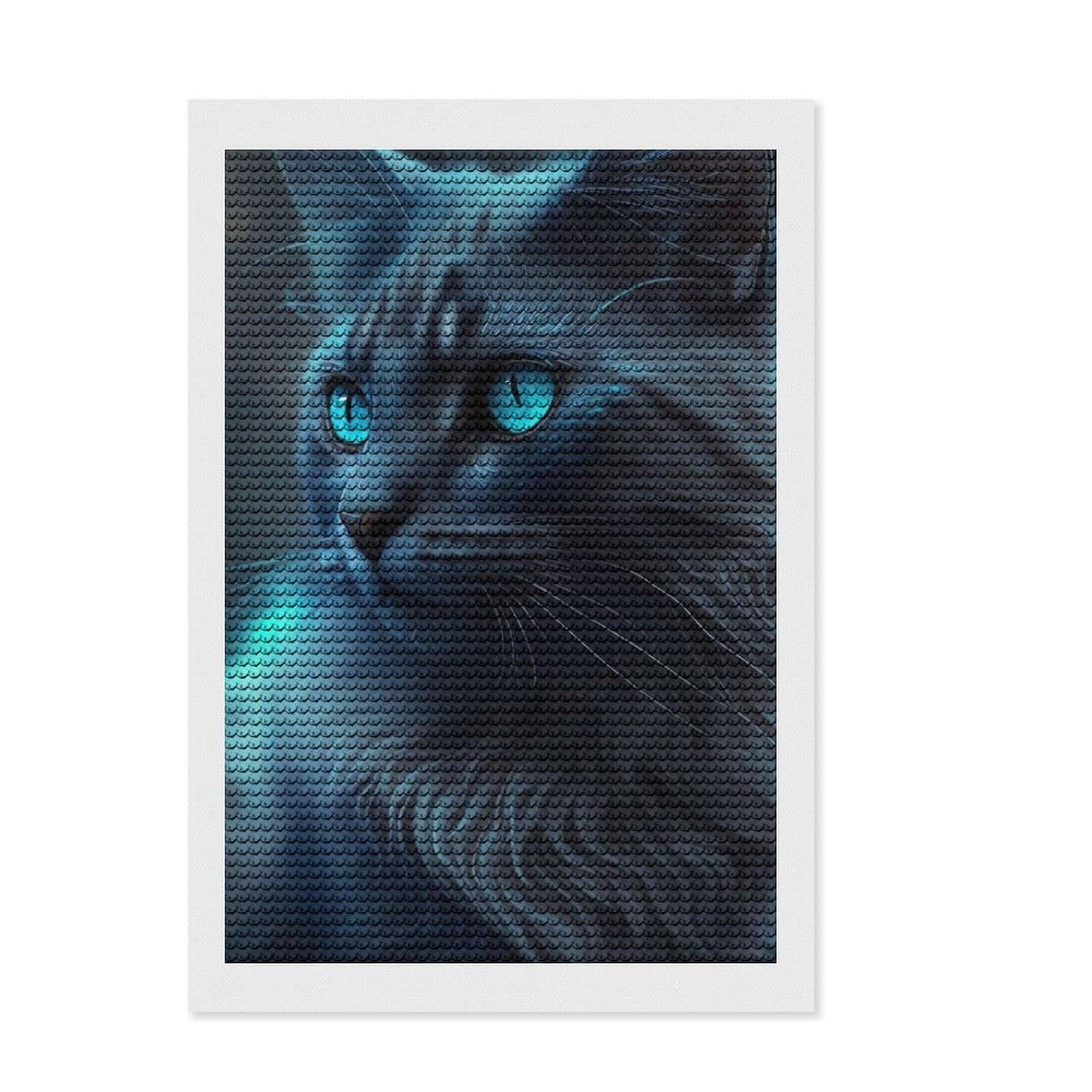 Junmoney Kitten Close Up Diamond Painting Kit 8"x12", Neat Printed Canvas, Sparkling Round Gems, Fun Craft Experience, Office Decor