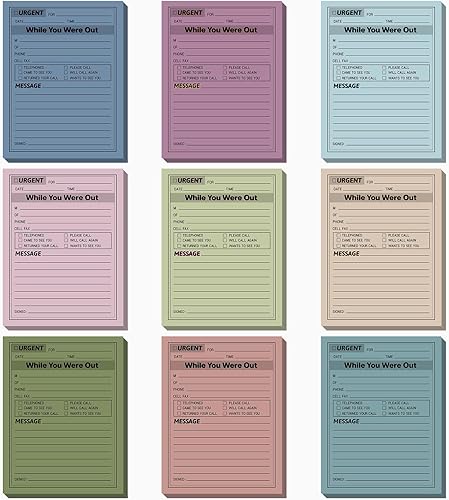 9 blocs de notas adhesivas de 4 x 5 pulgadas, notas adhesivas de colores surtidos, notas adhesivas para mensajes urgentes para llamadas de trabajo,