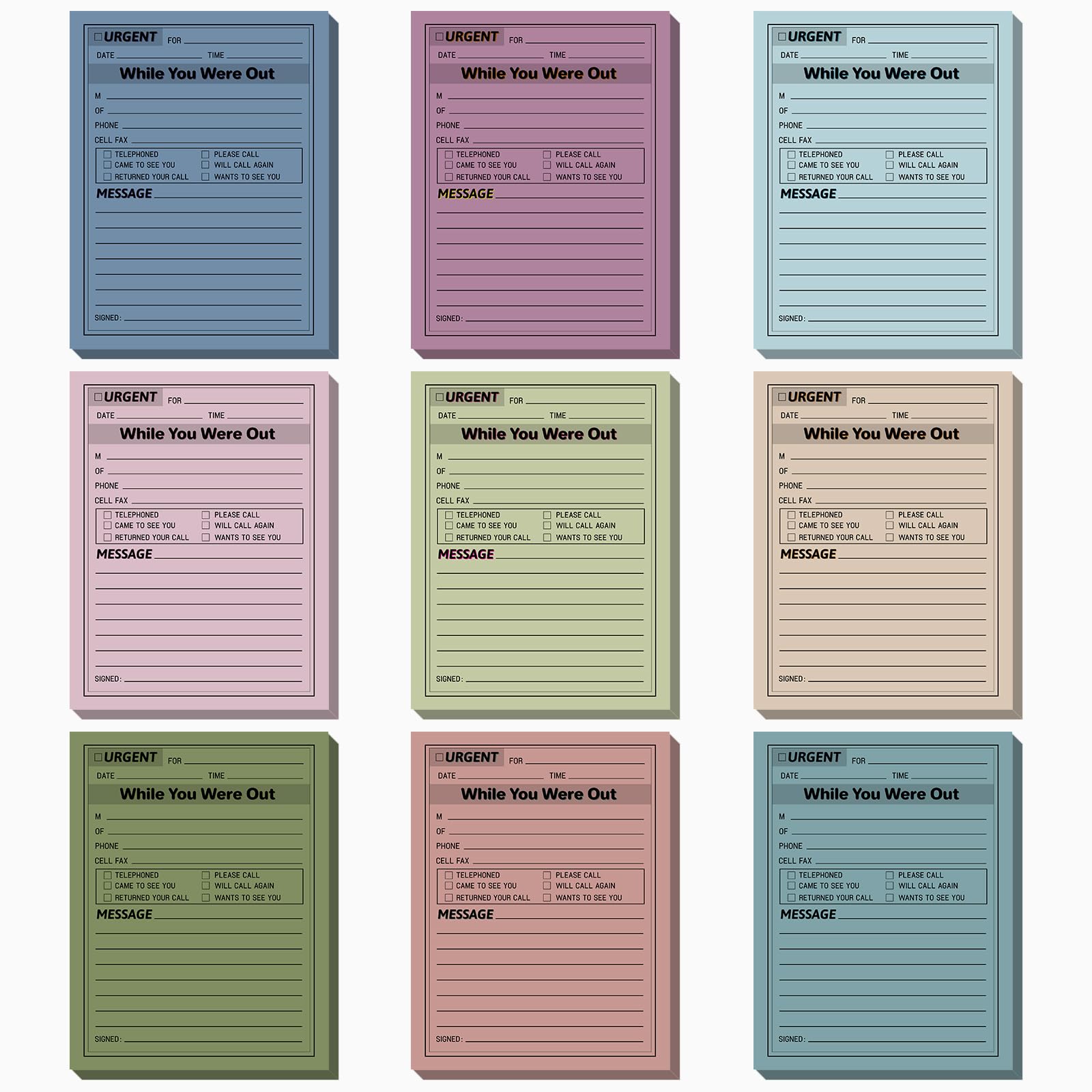 Eaasty 9 Pieces While You were Out Pads 4 x 5 Inches Assorted Colors Sticky Notes Adhesive Message Pads Urgent Notes for Work Call, Office Supplies,