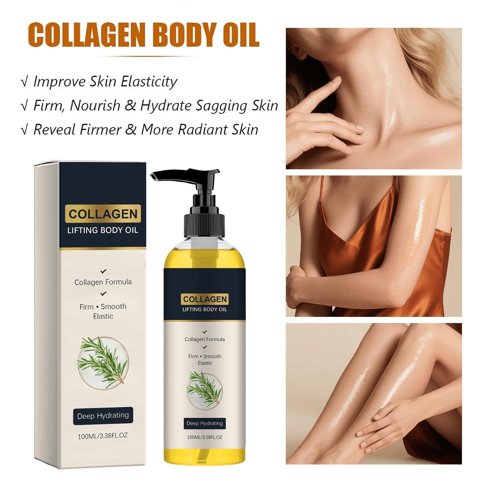 Olio per il corpo al collagene con texture setosa idratante, lozione per il corpo rassodante, olio idratante per la cura della pelle per donne, per la cura quotidiana del corpo e della pelle (6