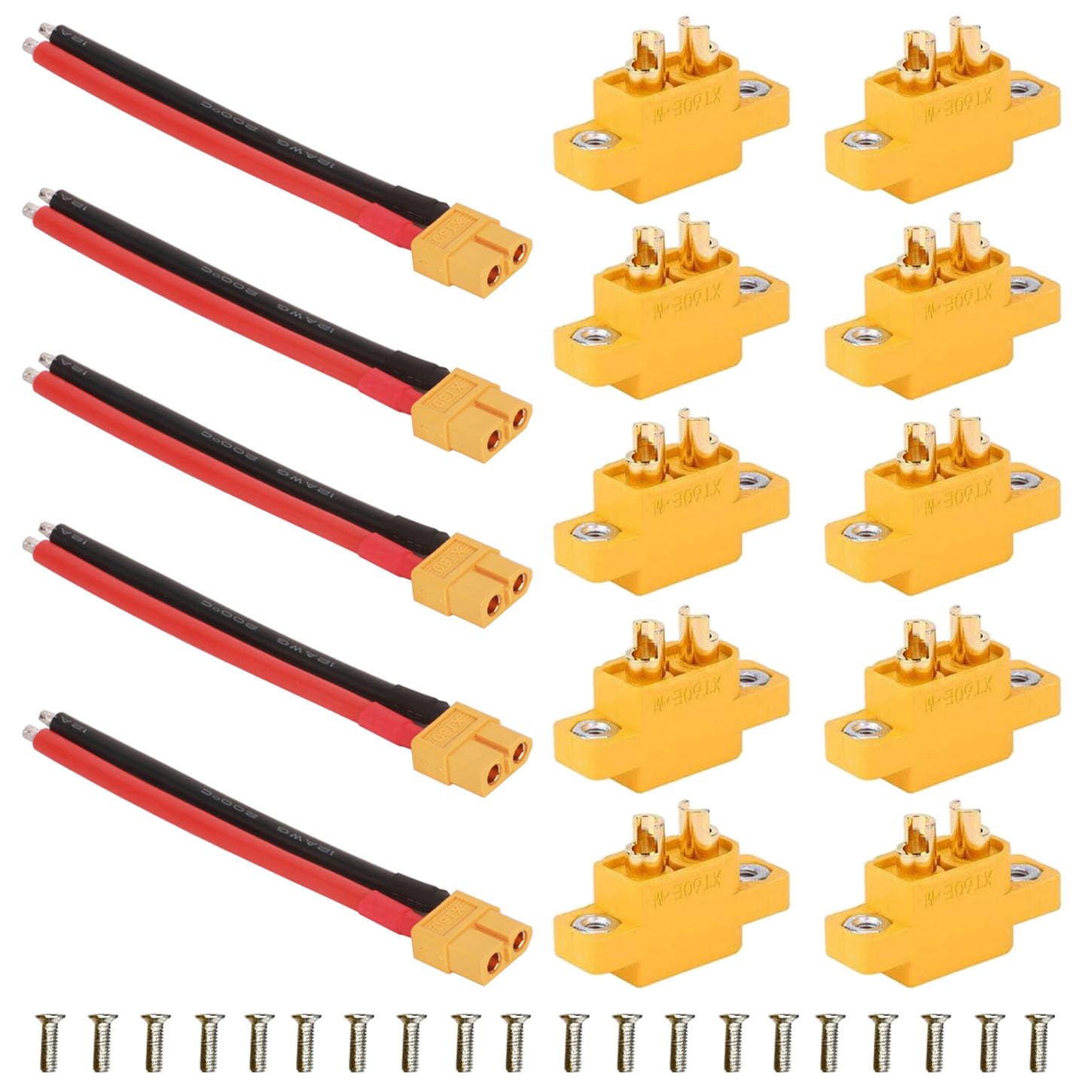 GTIWUNG 2 Pares XT90 Conectores de Batería, XT90 Enchufe Hembra Macho del Enchufe de con el Alambre del Silicio de 15cm 10AWG para el Drone de FPV de la batería de RC Lipo - 4