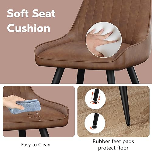 Miniatura 24 de Alunaune Juego de 2 sillas de comedor modernas, sillas de cocina tapizadas, silla de ocio sin brazos de mediados de siglo, silla auxiliar de Gris