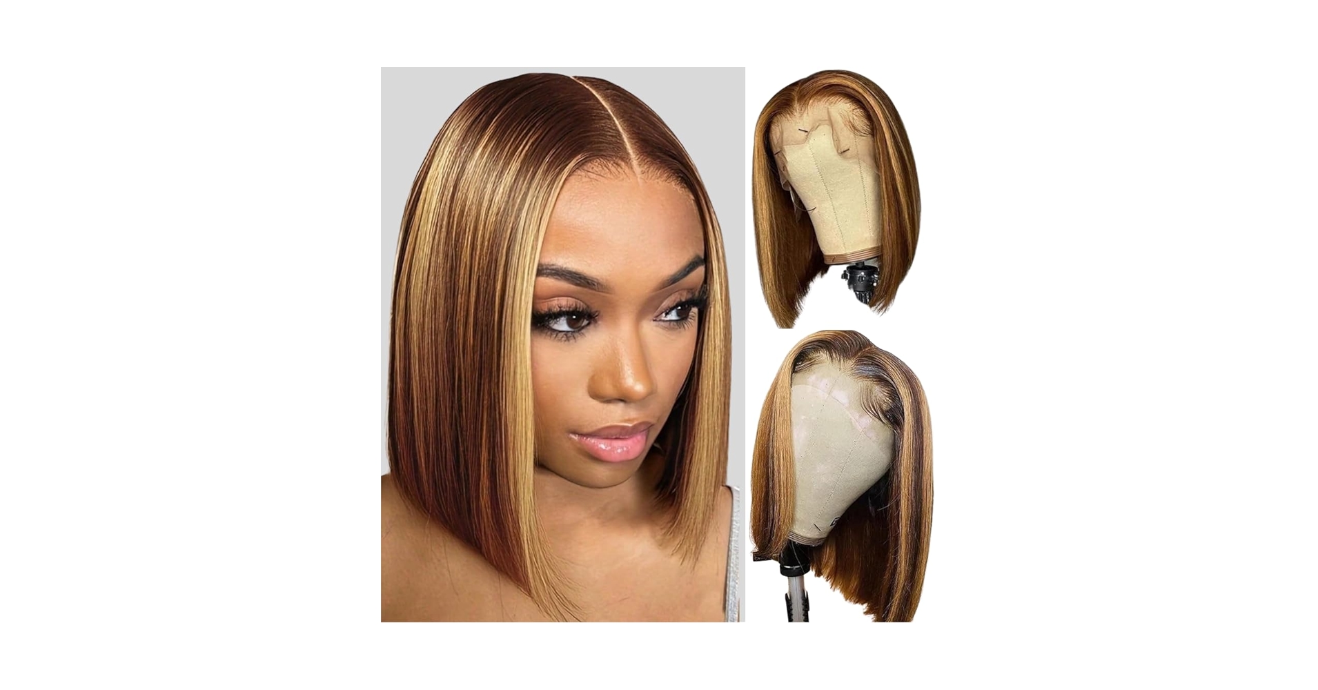 HARE mediumサイズ Amazon.com : ALHER Short Bob Wig 4/27 Honey Blonde Highlight