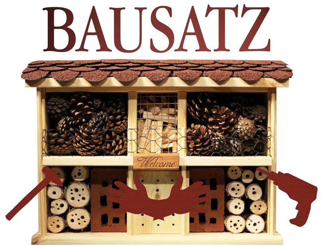5 Insektenhotel-Bauatz Landhaus Comodidad Simple Dübel-Stecksystem