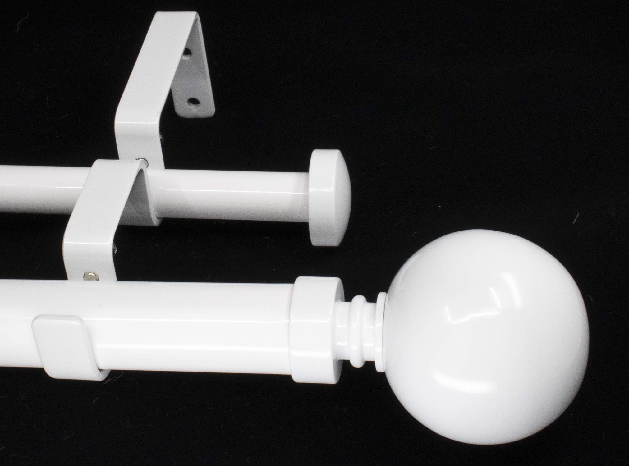 Photo 1 of Meriville 1-Inch Diameter Ball Telescoping Double Window Treatment Curtain Rod, 48-Inch to 84-Inch, Glossy White 48"-84" Glossy White