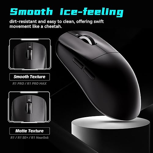 Miniatura 6 de ATK VXE Dragonfly R1 SE+ Ratón inalámbrico para juegos, 55g de peso ligero, sensor PAW3395 SE, DPI ajustable, sondeo de 2k, vida de la batería de 70
