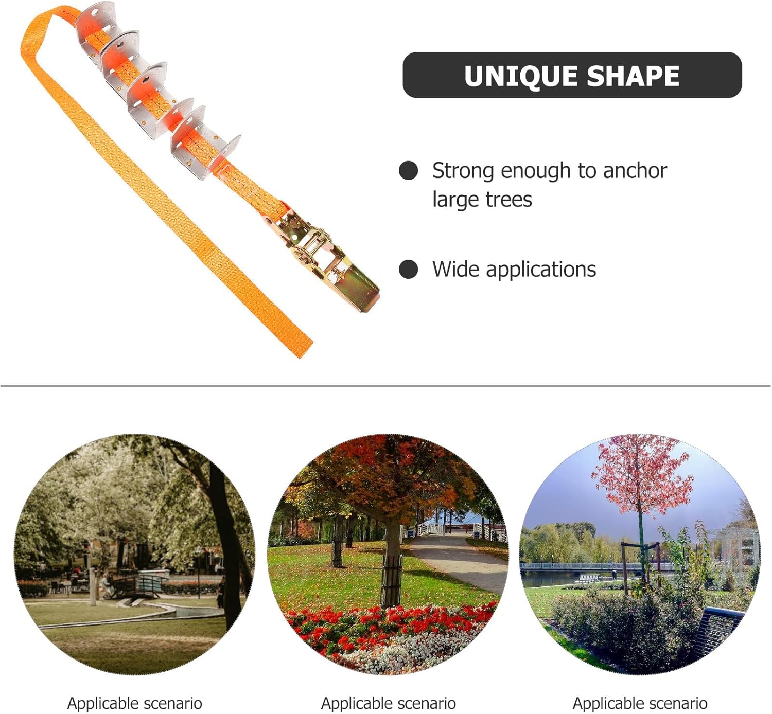 Tree Support Straps Galvanized Iron Tree Stake Holders Adjustable Diameter 4pcs 52mm Wide Cups 25x1m Fixing Strap