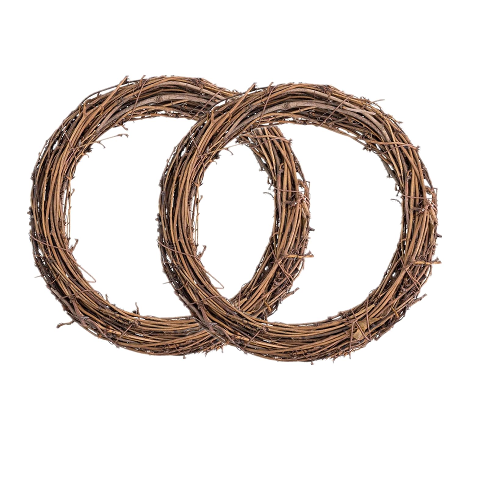 Chyoung Brown 2Pcs 30Cm Large Natural Grapevine Wreathes Vine Branch Wreath Diy, Halloween Autumn Christmas Rattan Wreath Hand-Woven Rings Rattan Wreaths For Diy Wreath Wedding Party Wall Hanging Home Decors