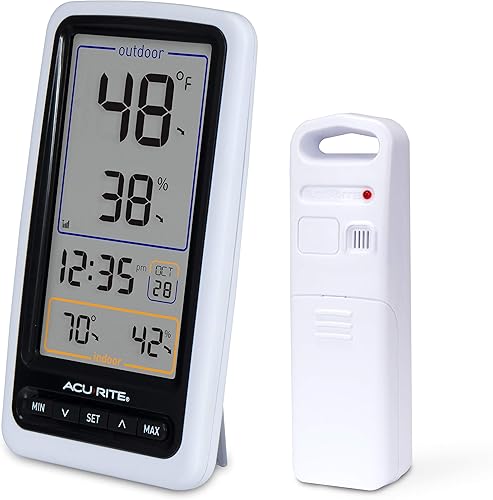 Miniatura 3 de AcuRite 01136M Termómetro inalámbrico con temperatura y humedad interior/exterior, color blanco
