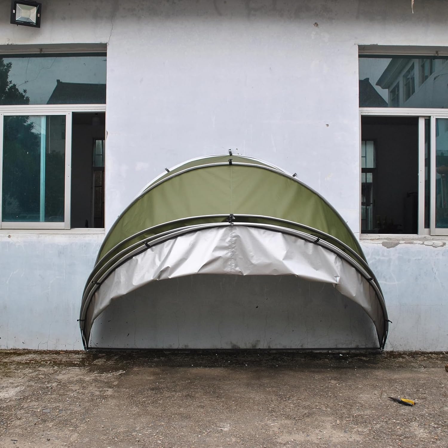 Portable Motorcycle Shed Tent, Waterproof Semispiral Shell Cover for Outdoor Bike Protection
