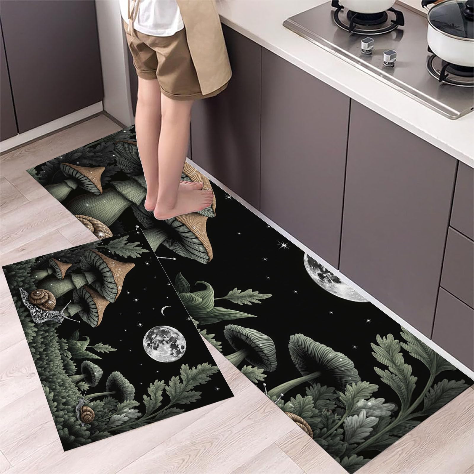 Alfombras de cocina lavables de dos piezas para evitar resbalones y proteger el suelo del hogar