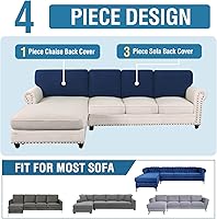 Vista 549 de H.VERSAILTEX 2025 New Sectional Couch Covers 8 Pieces Stretch Sofa Covers for Sectional Sofa Set Separate L Shaped Couch Cover for Both Left/Right