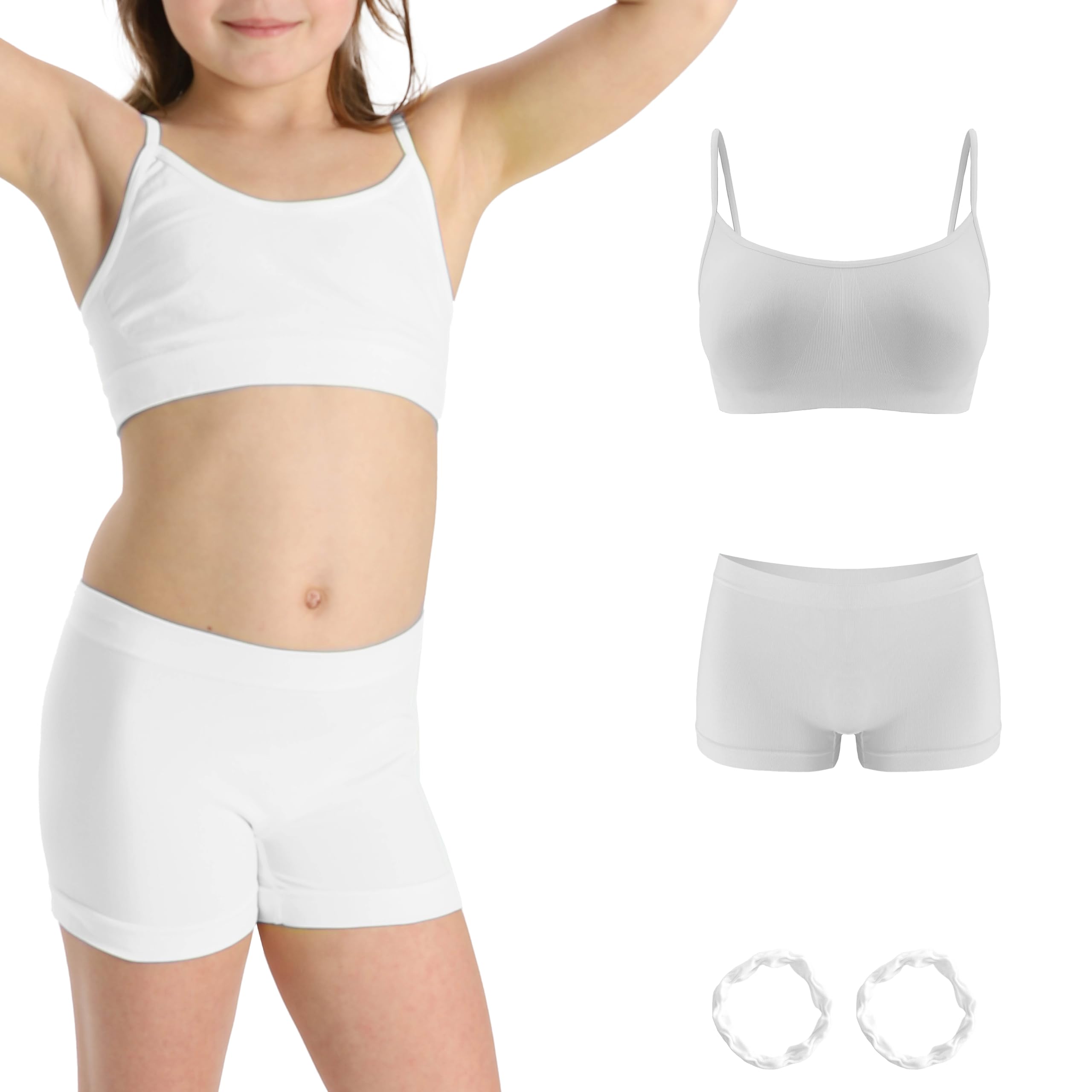 Risalti Girls Bra and Girls Pants Microfibre Set - Girls Bras and Girls Boxers Underwear, Girls Crop Tops and Girls Knickers, Girls Underwear Seamless, Colourful Bracelets Included - Made in Italy