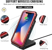 Vista 8 de Mitywah Funda impermeable para iPhone 11 Pro Max, resistente grado militar, a prueba de golpes, protección de pantalla integrada, resistente y Rojo