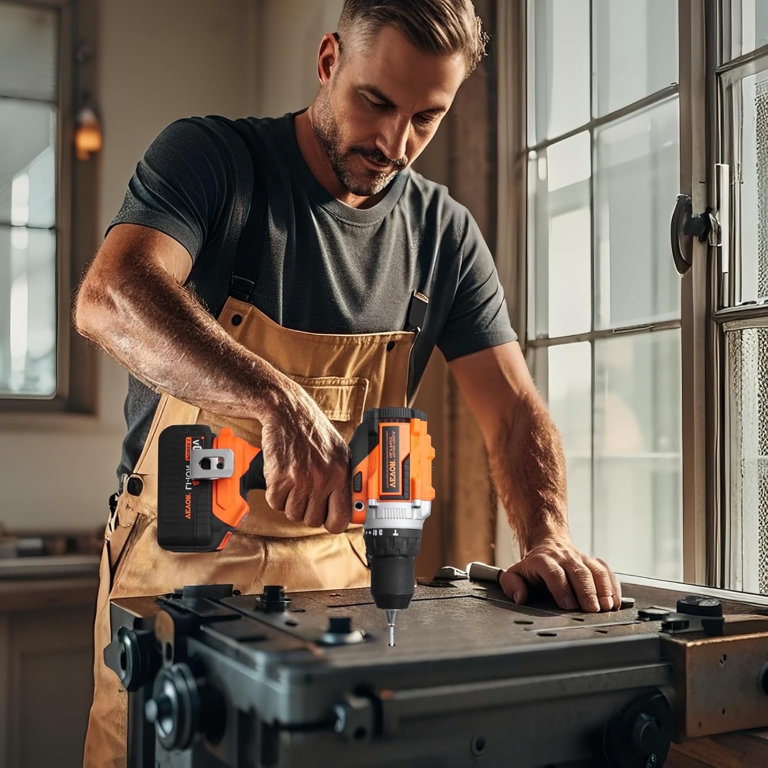 VEVOR Tool Combo Kit, 20V Max Cordless 2-Tool Combo Kit, with 1/2 in Impact Drill, 1/4 in Impact Driver, Compact Cordless Power with 4.0 Ah Batteries, Screws, Charger, and Cloth Bag