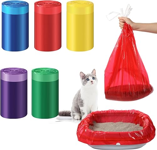 Tinlade 50 forros para cajas de arena para gatos, con cordón grande, sin perfume, resistentes al desgarro, para basura y desechos para mantener tu