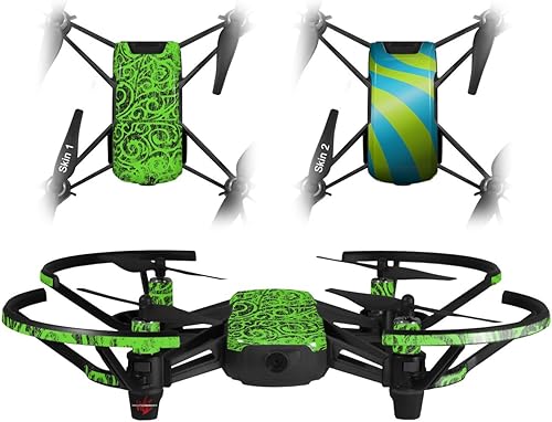 Miniatura 1 de Skin Wrap 2 Pack para DJI Ryze Tello Drone carpeta garabatos neón verde Drone No Incluidas