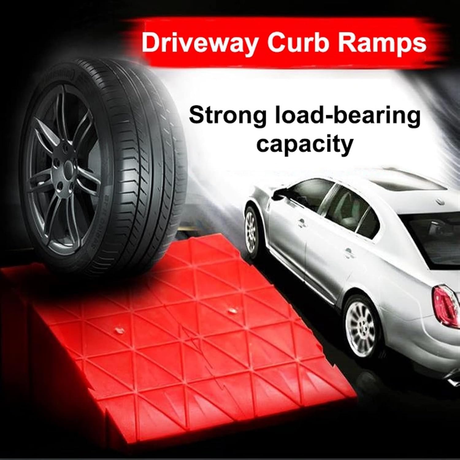 Portable Threshold Ramps,Curb Ramps,Curbside Driveway Ramp, Loading Ramp,Can be Link,for Low Cars,Motorcycle Ramp,Curb Ramps (Color : 6pcs, Battery *1 : 25 * 12 * 16cm)