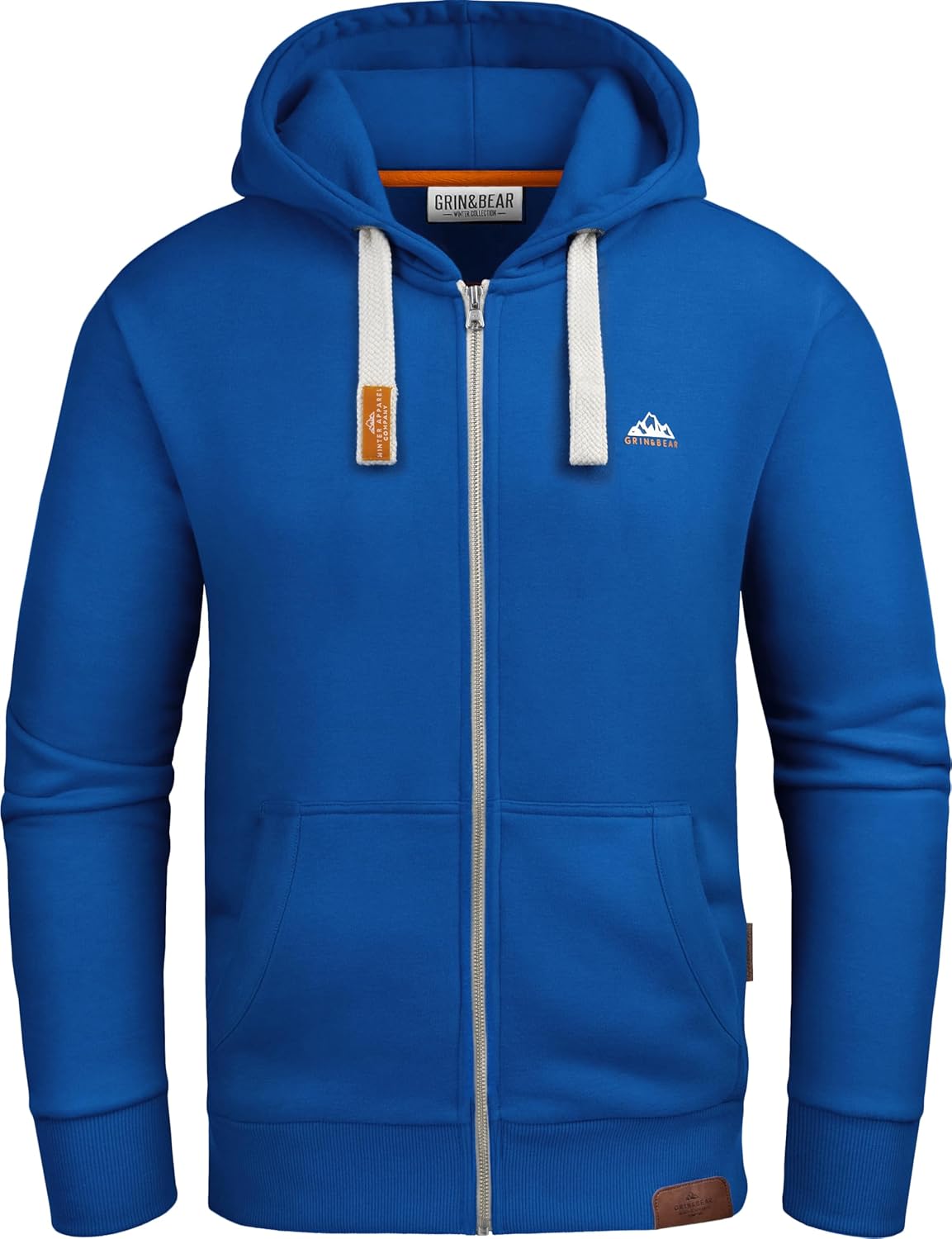 Grin&Bear GB016 Men's Hooded Sweatshirt with Zip Closure, Anthracite., L