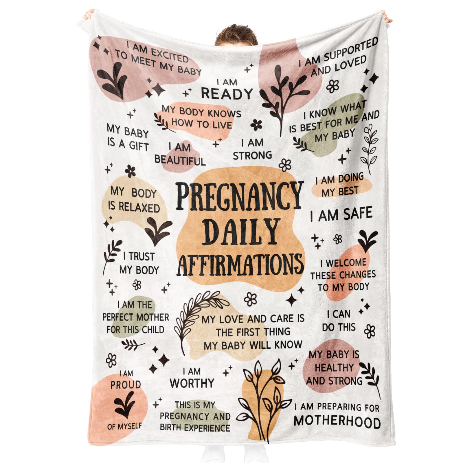 BaubleDazz Pregnancy Gifts for Expecting First Time New Mom, Mommy to be, Mom Blanket with Pregnancy Daily Affirmations, Gifts for Pregnant Women Wife
