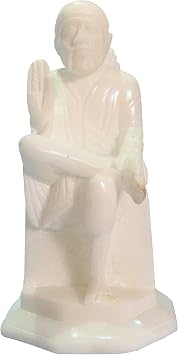 StonKraft 6- Inch Indian White Marble Stone Saibaba Statue