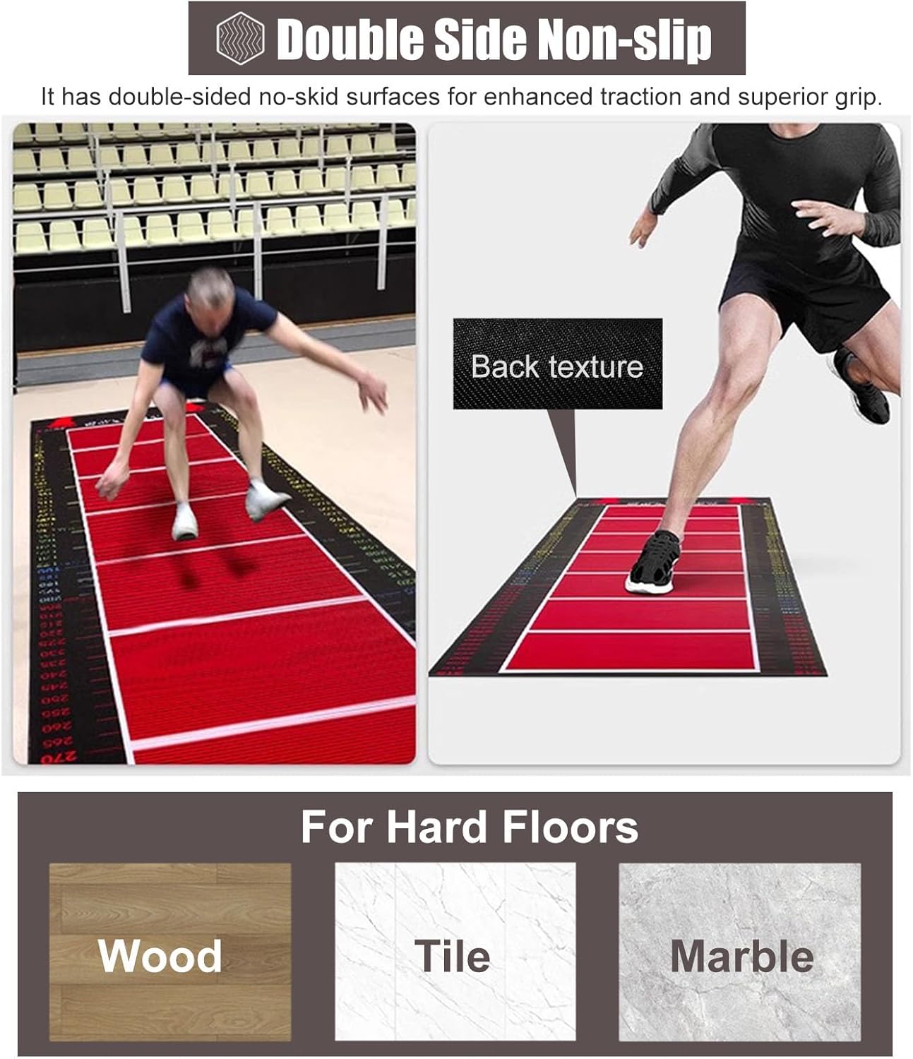 レッド スタンディングロングジャンプ練習マット 屋外学校用エクササイズマット スタジアムジム用 滑り止めジャンプトレーニングテストボ